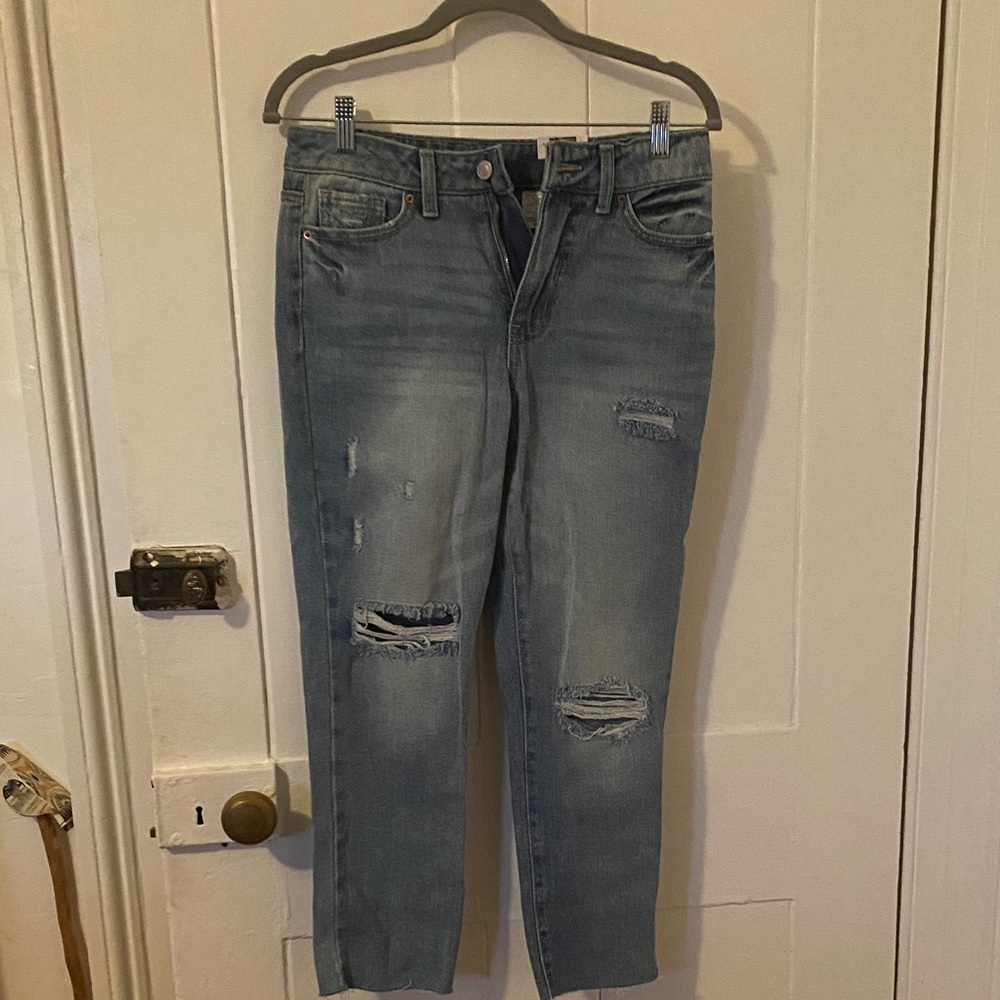 Time and Tru Light Blue Distressed Ankle Jeans